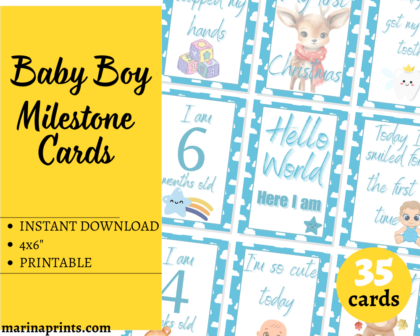baby boy milestone cards